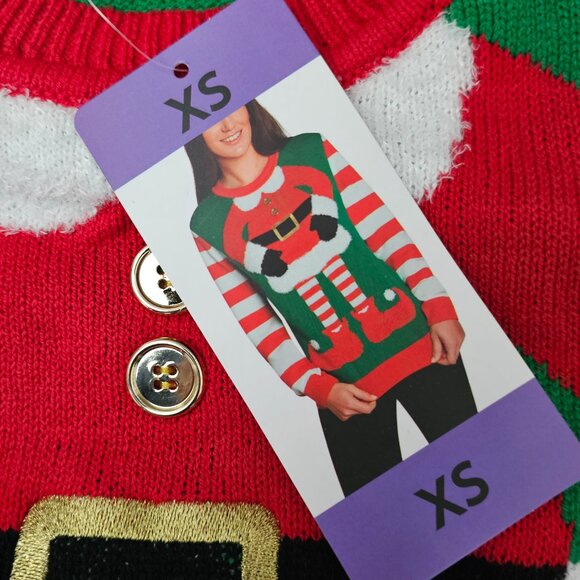 Christmas New UGLY Sweater Party To Be Jolly Mrs. Elf Pullover Knit Sweater - Picture 5 of 9